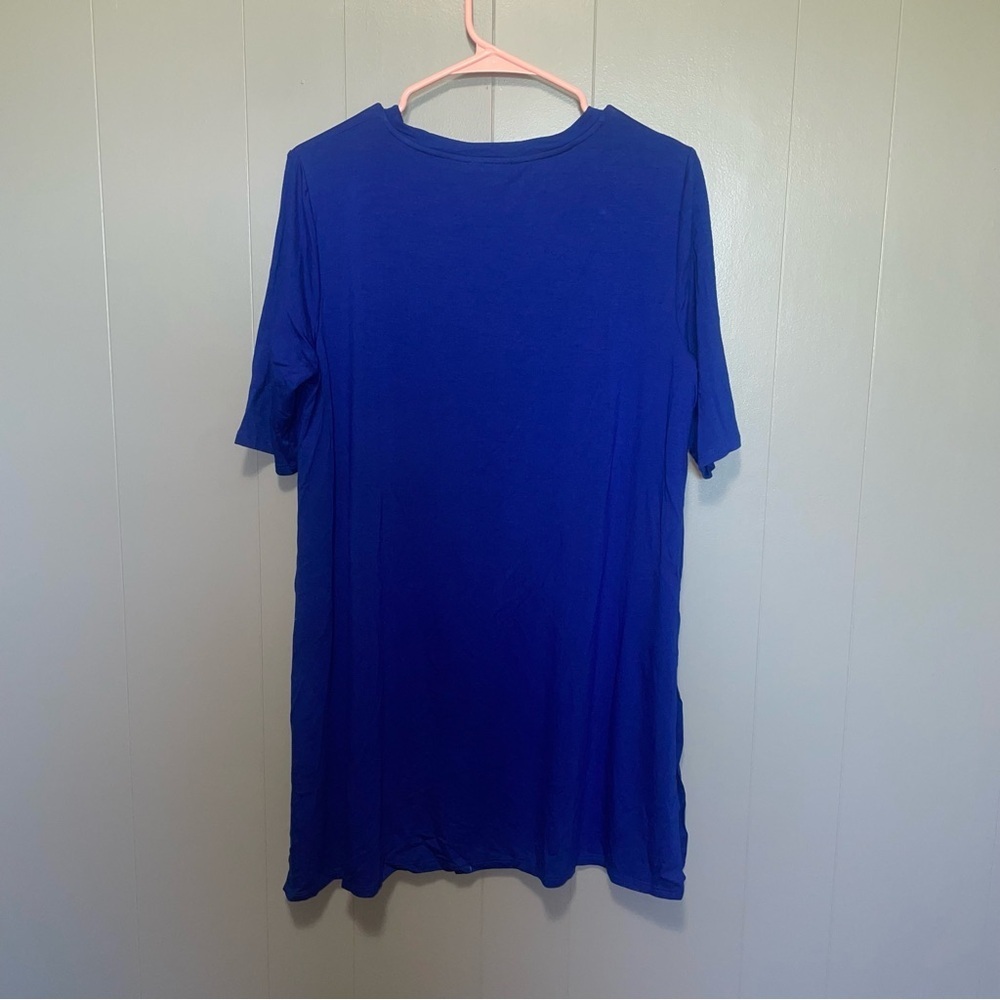 Eileen Fisher Short Sleeve Round Neck Tencel Royal Blue Tunic Medium New - Picture 6 of 8